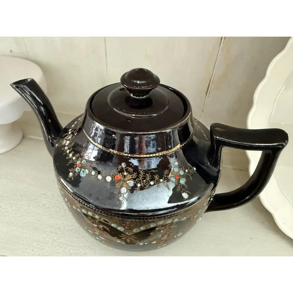 Vintage Price Brothers England Moriage Teapot Brown Gold Floral No. 7